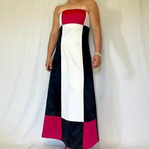 Vintage 90s Color Block Gown
